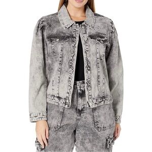 Kendall + Kylie Black Puff Sleeve Jean Jacker